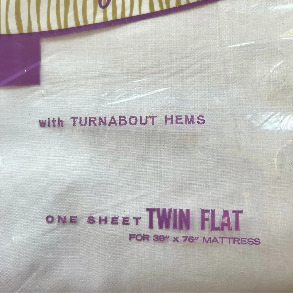VTG White Twin Flat Sheet, No Iron, First Lady, NIP